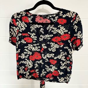 Madewell cropped tie front floral shirt